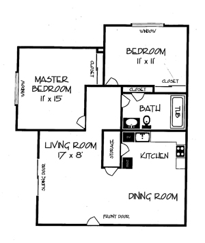 Woodhill Apartments 2 Bedroom Layout